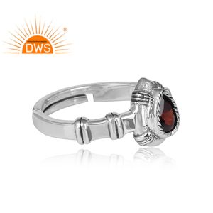 Handmade Designer Sterling Silver <b>Oxidized</b> Ring Natural Red Garnet Ring Gemstone Rings Jewelry Supplier Dainty Collection - Product Image 3