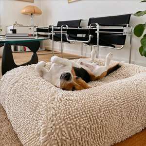 Cama para perros pequeños, medianos y grandes, suave, calmante, ortopédica, alfombrilla de piel sintética para mascotas, Material de terciopelo, cama para perros, sofá con patrón sólido - Product Image 2