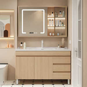 Mueble de Baño Inteligente Independiente con Gabinete en Tono Madera y Lavabo de Cerámica Integrado - Product Image 3