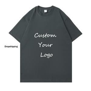 Camiseta de punto de algodón 100% de 310 g/m² personalizada 2026, de manga corta, cuello redondo, hombros caídos, estilo urbano oversize, en blanco. - Product Image 1