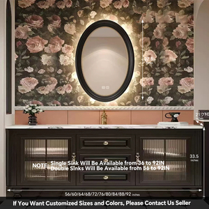 Meuble-lavabo autoportant en bois massif 36-92 pouces avec vasque en céramique, style rétro français, miroir intelligent, pour <span class=keywords><strong>hôtels</strong></span> et villas, garantie 5 ans - Product Image 6