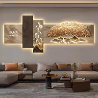 Art mural moderne minimaliste pour la décoration de la maison, peinture murale avec éclairage LED pour le salon
