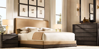 Commode moderne à 10 tiroirs avec grain de bois clair et ouverture par pression pour chambre à coucher