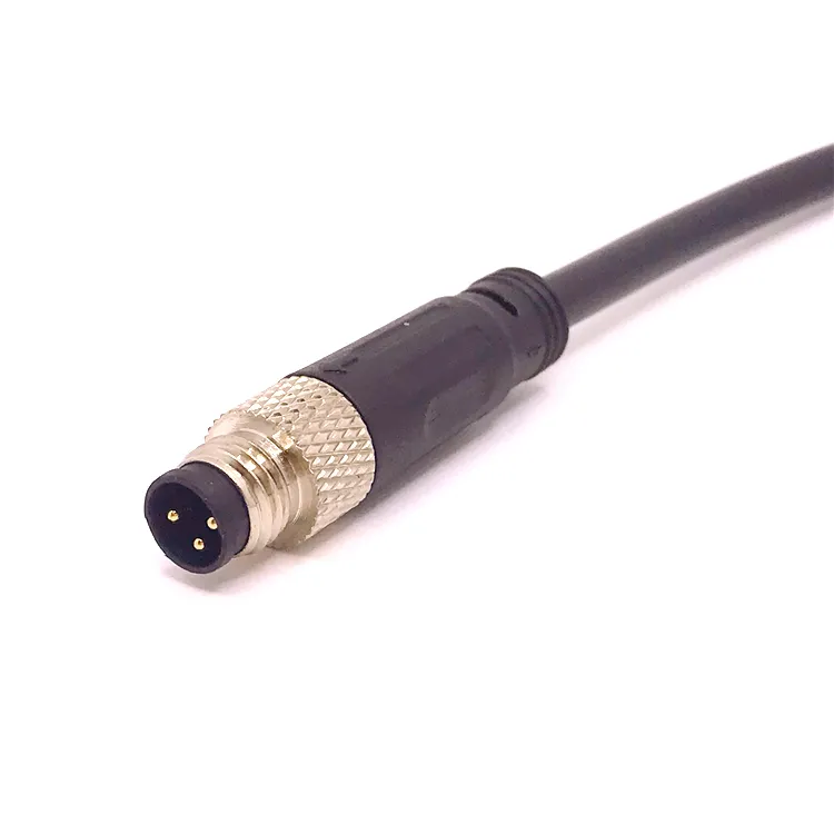 Rallonge de câble m8 ip67 avec 3 broches, câble d'extension mâle à 3 pôles avec pigtail de 2M