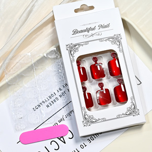 Uñas Postizas de Lujo Color Borgoña con Efecto Ojo de Gato y Pedrería - Uñas Artificiales con Efecto Magnético para Venta al Por Mayor - Product Image 6