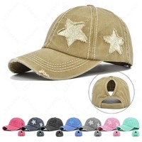 Gorra de béisbol de camionero de alta calidad Diseño de 5 paneles Logotipo personalizado Publicidad al aire libre Sombrero de cola de caballo de algodón lavado suave