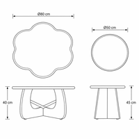 Table basse de salon sur mesure en bois sculpté avec panneau en forme de pétale, tiroir de rangement dissimulé et écologique