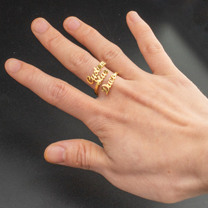 Custom Adjustable Stainless Steel <b>Ring</b> with PVD Gold & Rose Gold Finish- Personalized <b>Name</b> or Logo Script, Waterproof & Durable - Product Image 5