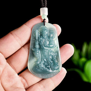 หยกธรรมชาติหยกน้ำสีฟ้าจิ๋นหวู่ ต้าตี้สไตล์จีน ลัทธิเต๋า ดีไซน์ดั้งเดิม ของขวัญพร้อมใบรับรองการประเมิน FG90 - Product Image 3