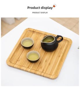 ถาดไม้ไผ่ทรงสี่เหลี่ยมแบบญี่ปุ่น สำหรับใช้ในบ้าน โรงแรม สำหรับเสิร์ฟชาและอาหาร พร้อมลวดลายสลัก สำหรับของหวานและอาหารเช้า - Product Image 1