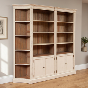 Modern <b>White</b> Indonesian Solid Wood Traditional Bookcase Doors 3 <b>Shelves</b>-Eco-friendly Antique for Home Office Apartment Living - Product Image 3