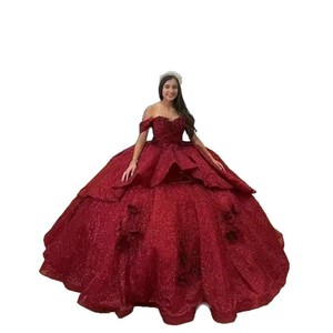 S2340A nuova donna rossa monospalla elegante <span class=keywords><strong>sposa</strong></span> principale di classe nobile Plus Size abito da sera da cerimonia nuziale lungo fino al pavimento - Product Image 5