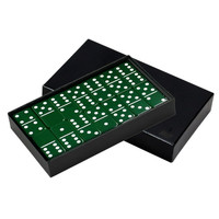 Acrylique de haute qualité Double 6 dominos Lucite 28 pièces ensemble de jeu de domino à puce verte pour un jeu de famille