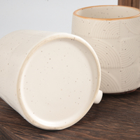 Grande tasse à café en céramique noire et blanche mate à fond large, personnalisable, pour le bureau et la maison, avec poignée