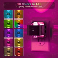 Lampes de nuit multicolores RGB LOHAS à brancher sur prise murale 180 °   Veilleuse rotative pour enfants pour la décoration d'Halloween, fête dans la chambre des enfants