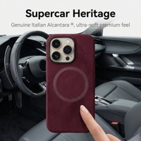 Coque de téléphone mobile en daim italien de qualité supérieure pour iPhone 16, entièrement recouverte, finition usinée CNC, attraction magnétique, service OEM/ODM