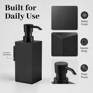 Distributeur de savon mural en aluminium à fixation rapide avec pompe anti-fuite et bouteille rechargeable de 300 ml pour hôtels et hôpitaux - Product Image 5
