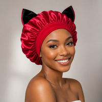 Bonnet de nuit en satin personnalisé OEM 34 cm, grand format, réversible, avec bande élastique extensible, pour le soin des cheveux, la beauté, le spa, le maquillage et l'usage quotidien