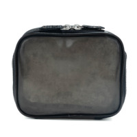 Sac de rangement cosmétique en PVC transparent foncé avec fermeture éclair, étanche, portable, pour voyage, trousse de maquillage, soins quotidiens