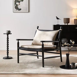 เก้าอี้พักผ่อนดีไซน์ทันสมัยหุ้มด้วยผ้าตาข่าย พร้อมที่วางแขนไม้เนื้อแข็ง ให้ความสบายหรูหรา เหมาะสำหรับห้องนั่งเล่น ห้องนอน และโรงแรม - Product Image 4