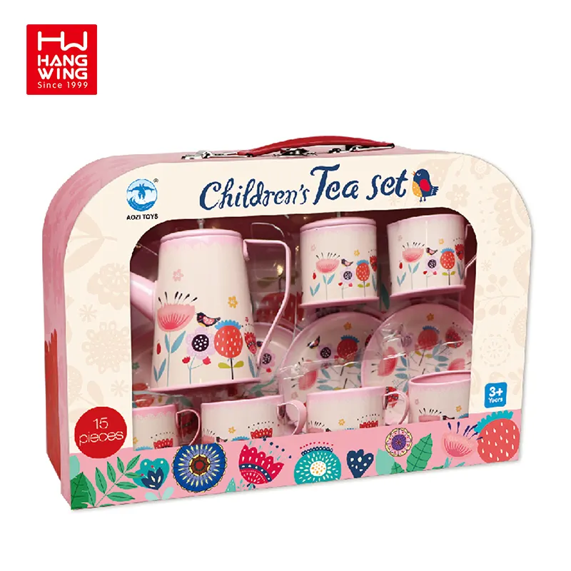 नई उत्पाद बच्चे 14pcs रंगीन फूल पैटर्न रसोई नाटक लड़कियों खिलौना चाय का सेट