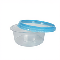 Conteneur de préparation des repas en plastique transparent, couleur personnalisée, rond, recyclable, bol à emporter pour kimchi, houmous, salade, fruits avec couvercle