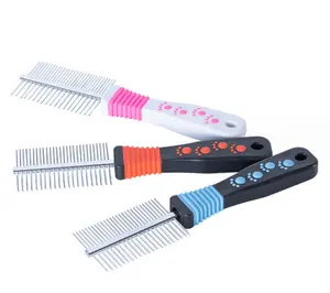 New pet grooming comb hardcover double-sided stainless steel comb dog grooming products.
