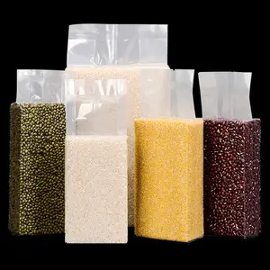 Clear Plastic Heat Sealable Rice Brick Food Packaging Vacuum Bag For Rice Beans Mixed Grain