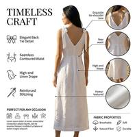Robe décontractée à col en V, robe longue sexy à fente, robe en lin blanc pour femmes, robe maxi élégante pour les vacances et les sorties en plein air