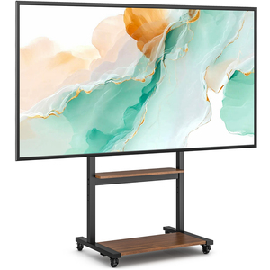 Chariot <span class=keywords><strong>TV</strong></span> mobile réglable <span class=keywords><strong>en</strong></span> hauteur avec roulettes et gestion des câbles, couleur noyer noir, meubles de salon - Product Image 2