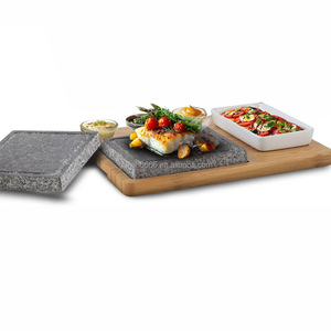 Juego de Vajilla de <span class=keywords><strong>Piedra</strong></span> de Lava, Juego de Cocina con Piedras Calientes <span class=keywords><strong>para</strong></span> Filetes - 2 Piedras de Granito Natural <span class=keywords><strong>para</strong></span> Asar, 1 Bandeja de Bambú y 3 Tazones <span class=keywords><strong>para</strong></span> Salsas - Product Image 1