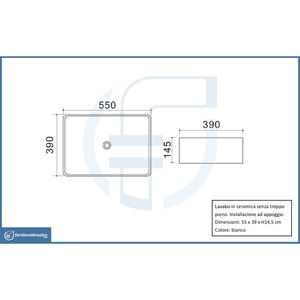 Lavabo de encimera La50 55x39cm Categoría de producto: Lavabos - Product Image 3