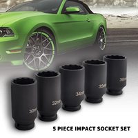 5 pièces 1/2 "jeu de douilles à impact profond 12 points métriques 30mm 32mm 34mm 35mm 36mm entraînement