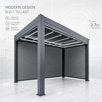 Pergola bioclimatique motorisée en aluminium imperméable avec lames orientables 3x3 3x4 3x5 3x6m pour extérieur avec éclairage LED