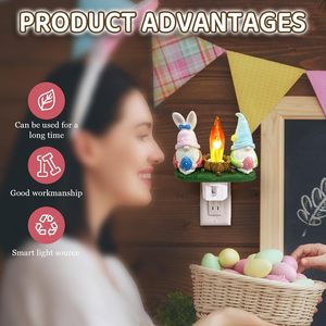 Gnomes Campfire Nightlight <b>Led</b> Plug In Wall Lamp Easter Decor With Eggs Mushroom Shape Color Changing Bedroom Light - Product Image 5