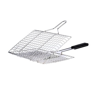 BBQ Accessories Portable Folding Stainless Steel <strong>Grilling</strong> Basket with Handle for Fish Shrimp <strong>Vegetables</strong> - Product Image 4