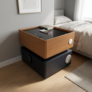 Wireless charging nightstand RGB light strip <b>bedside</b> <b>table</b> Modern minimalist metal nightstand - Product Image 1