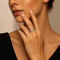 Bague de mariage demi-éternité en argent 925 avec moissanite blanche taille brillant originale, testée au diamant, pour femme, bijoux fins