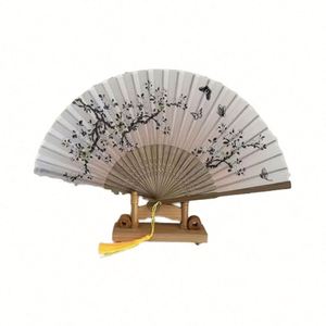 Abanicos de Bambú Satinados Estilo Japonés, Abanicos de Mano Ecológicos, Abanico Enmarcado para Bodas y Fiestas, Bolsa de Regalo, Decoración Art Deco para el Hogar, Pintados - Product Image 1