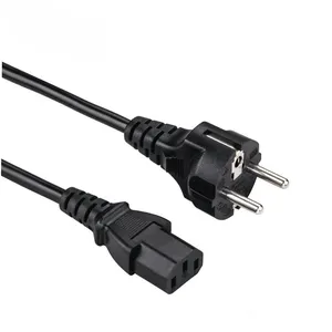 EU Jerman Perancis 3 Pin Prong kabel Plug EU 3Pin 0.75mm2 kabel daya EU220V plug C13 PC kabel ekstensi daya daya AC Eropa