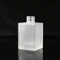 Bouteille en verre vide pour diffuseur de parfum 100-200ml, base épaisse et lourde, avec couvercle en bois et métal, pour remplissage de parfum DIY maison et hôtel