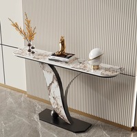 Table console moderne et décontractée en métal haut de gamme avec étagère de rangement de luxe pour l'entrée et le salon