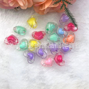 <b>Candy</b> Beads Double Heart Acrylic Beads 13x17mm For DIY Jewelry Making Childrens Bracelet <b>Necklace</b> Craft Supplies - Product Image 3