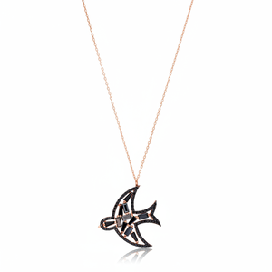 Oiseau Design Noir Baguette Forme Zircon Pierre Turc En Gros À La Main 925 Bijoux En Argent Sterling - Product Image 2