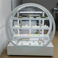 Vitrine à gâteaux ronde de luxe, étagères réglables multi-niveaux, contrôleur de température par micro-ordinateur, tube lumineux LED