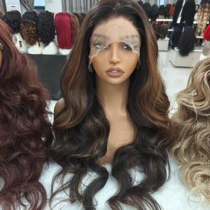 Perruque synthétique Lace Front avec mèches Ombré, ondulations souples, résistante à la chaleur, pour femmes noires, usage quotidien - Product Image 1