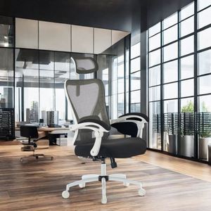 Chaise de bureau ergonomique pivotante avec appui-tête, base métallique, pour la maison, le bureau, l'école, la salle à manger, l'hôtel, le salon, style chaise de patron - Product Image 2