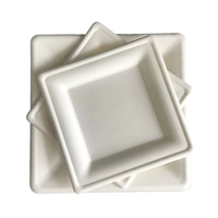 Assiettes carrées jetables modernes et luxueuses en pulpe de bagasse de canne à sucre, écologiques, biodégradables et compostables, 16 cm, 20 cm, 26 cm