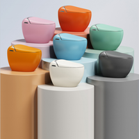 WC intelligent chauffant en forme d'œuf avec télécommande, à poser au sol, monobloc, automatique et intelligent, compatible S-trap/P-trap