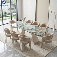 Table à manger extensible en verre pour 6 à 8 personnes, avec plateau tournant électrique, base en acier inoxydable 201, fabrication directe d'usine, OEM ODM